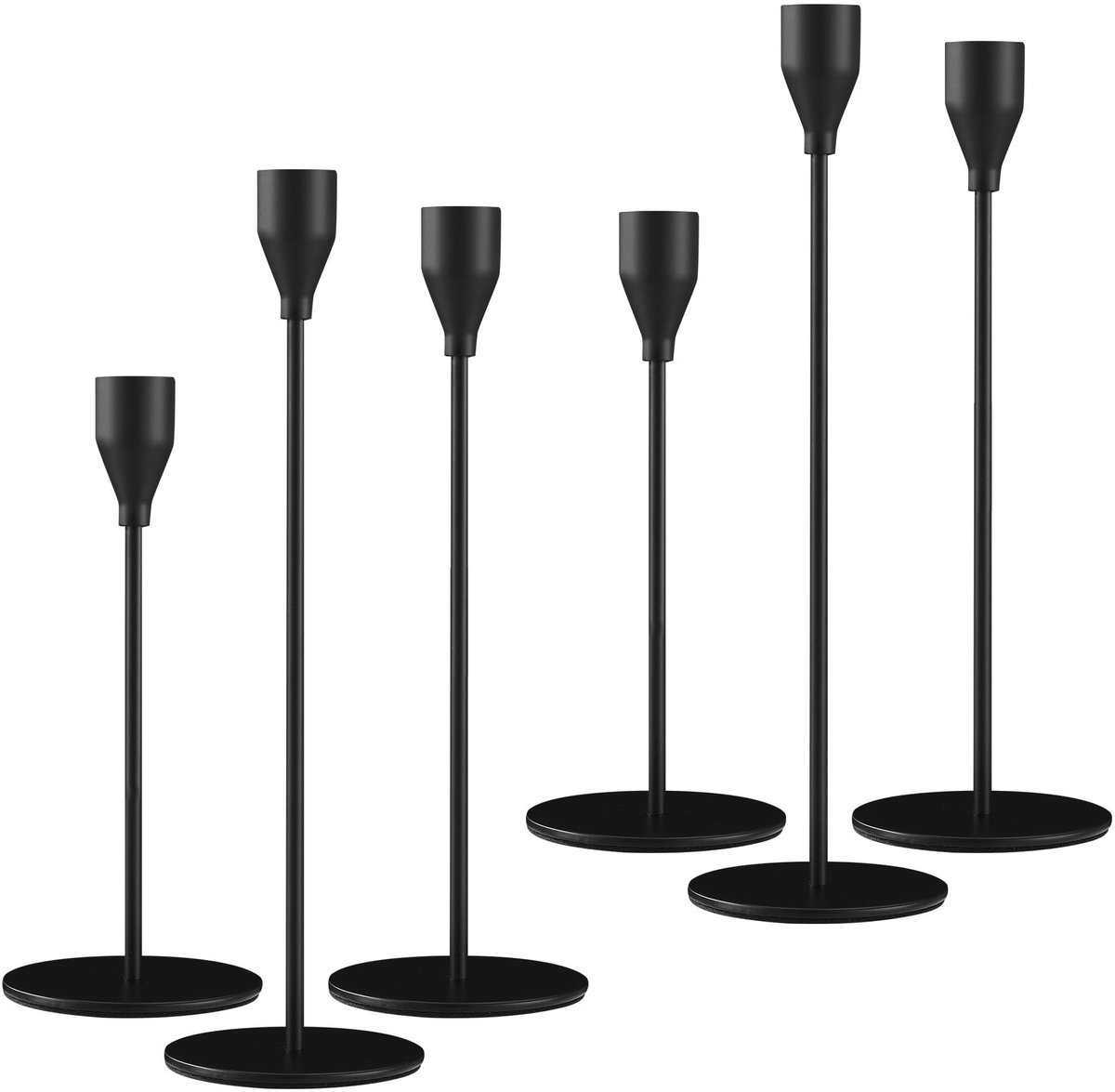 Ibenzoa® Zwart Metalen Kandelaar Set van 6 voor Stijlvolle Decoratie en Gelegenheden