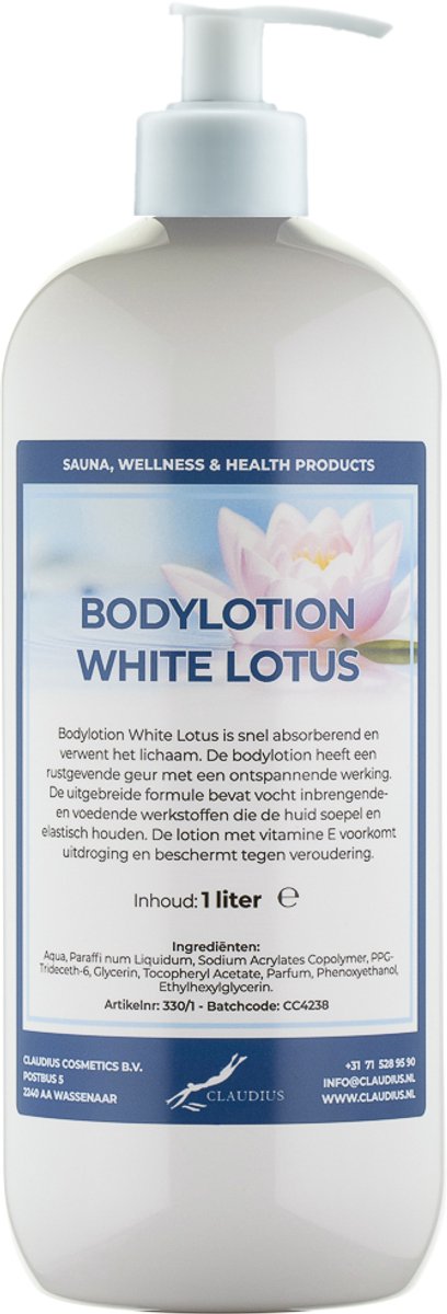 Bodylotion White Lotus 1 Liter met witte pomp - stijlvolle en duurzame uitstraling
