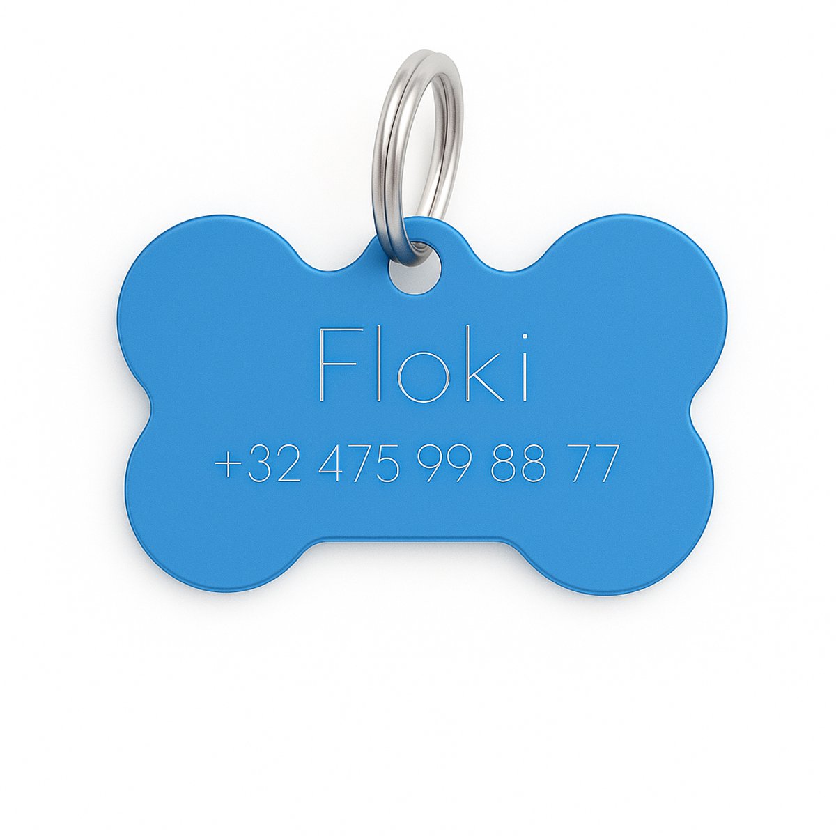 Lovelockers® | Hondenpenning inclusief graveren | Gegraveerde Penning Bot | Blauw | maat L 38 x 26 mm | incl 2 regels gravering | Luxe honden penning