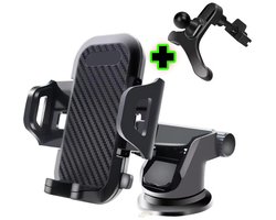 Autohouder - 360° Verstelbaar - Dashboard / Raam Voorruit / Auto Ventilatie - Telefoon Houder met Zuignap & Ventilatierooster Clip
