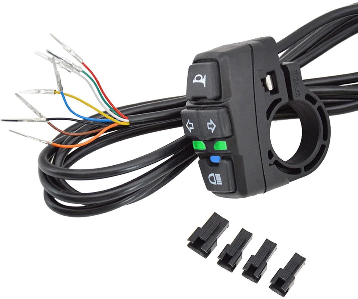Motorfiets richtingaanwijzer koplamp claxon schakelaar - 48V waterdichte licht claxon richtingaanwijzer aan/uit schakelaar voor scooter elektrische fiets