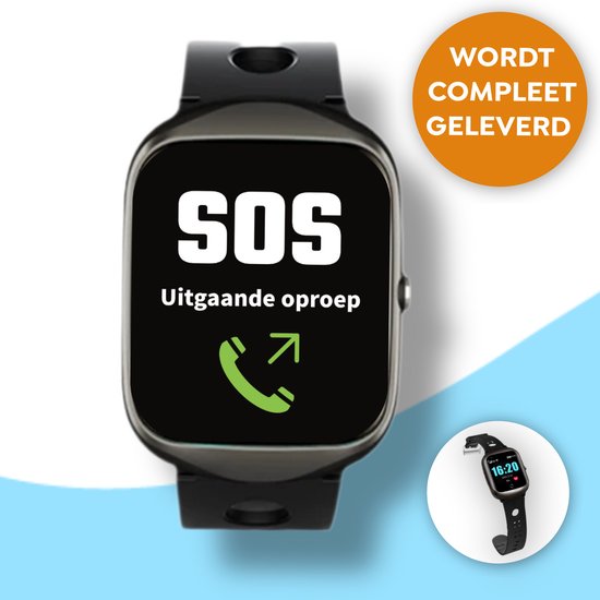 Wiesba WB33S - GPS Horloge Senior - Smartwatch voor Ouderen - Persoonlijke alarmen - alarm horloge ouderen - GPS Horloge Alzheimer - Valdetectie - Persoonlijk alarm