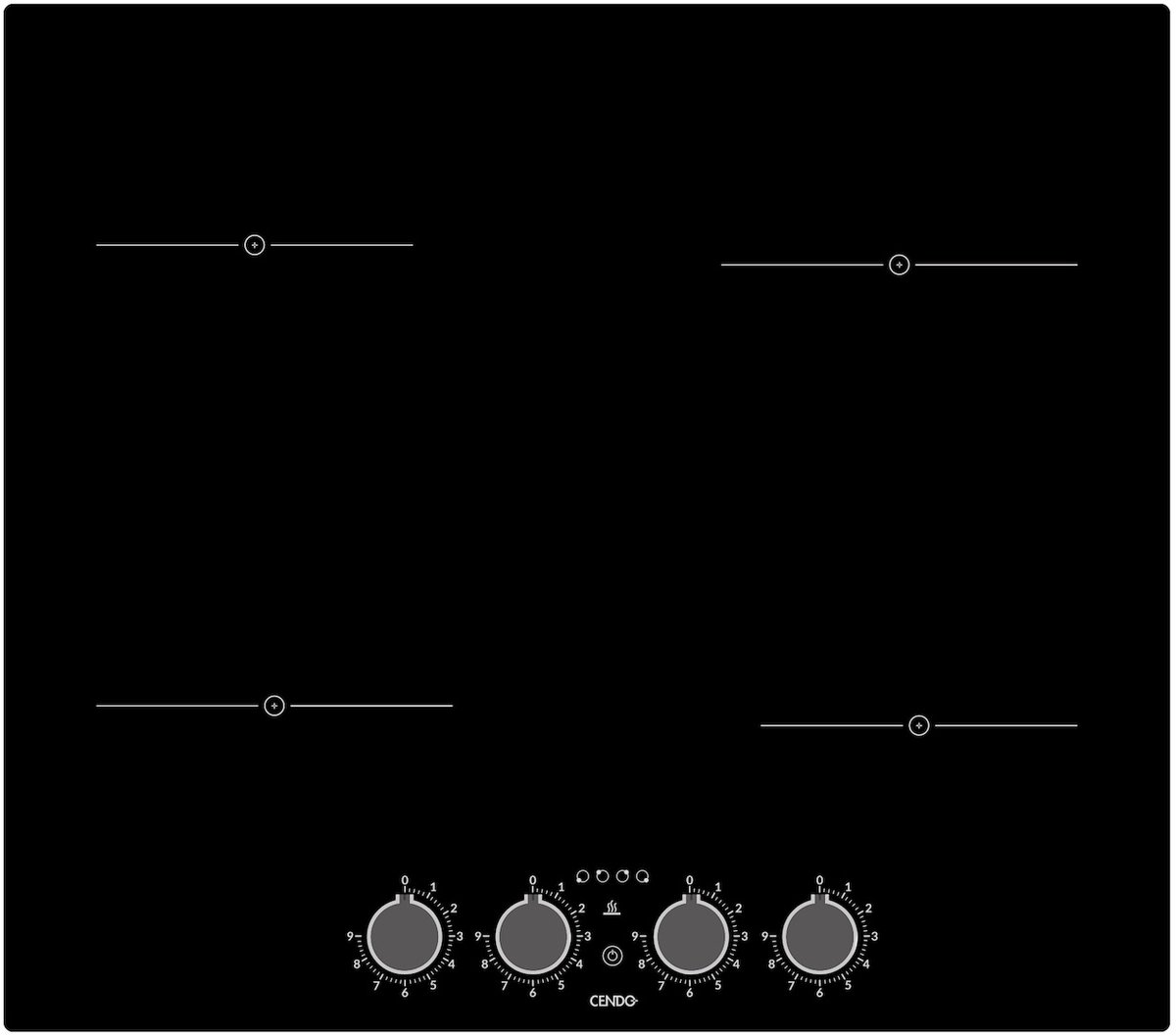 CENDO KR943F2DK - Inductie Kookplaat - Inbouw - 60 cm -Draaiknoppen - 2 Fasen