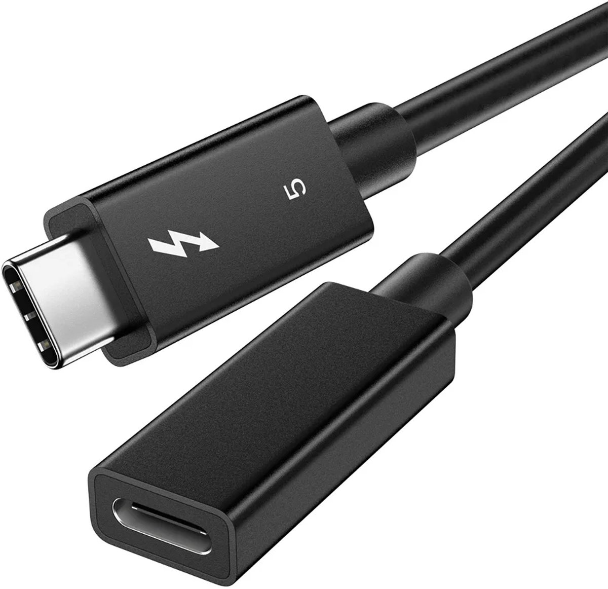 Image of DrPhone NRG4 - Thunderbolt 5 USB C Functionele Extensiekabel – Verlengkabel 240W PD Snelladen - 80Gbps Datasnelheid 8K@60Hz Video - USB-C Male Naar Female - 0.8 Meter - Zwart