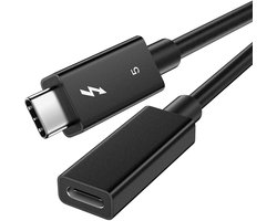 DrPhone NRG4 - Thunderbolt 5 USB C Functionele Extensiekabel – Verlengkabel 240W PD Snelladen - 80Gbps Datasnelheid 8K@60Hz Video - USB-C Male Naar Female - 0.8 Meter - Zwart