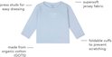 Lichtblauw longsleeve shirt van Noppies met tekst, drukknoopjes, en vouwbare boorden.