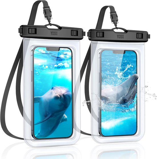 Waterdichte Telefoonhoesje, IPX8 Kristalhelder Waterdicht Telefoonhoes voor Zwemmen 2 stuks, Onderwater Droge Zak voor iPhone 15 14 Pro Max Plus, Samsung Oneplus tot 7 inch Transparant