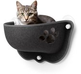 LBB Kattenhangmat - Voor aan het raam - Kom vorm - Kattenmand - Raam - Hangmat kat - Dieren - Kattenbed - Kattenmand - Slaapplek - Ligplaats - Grijs