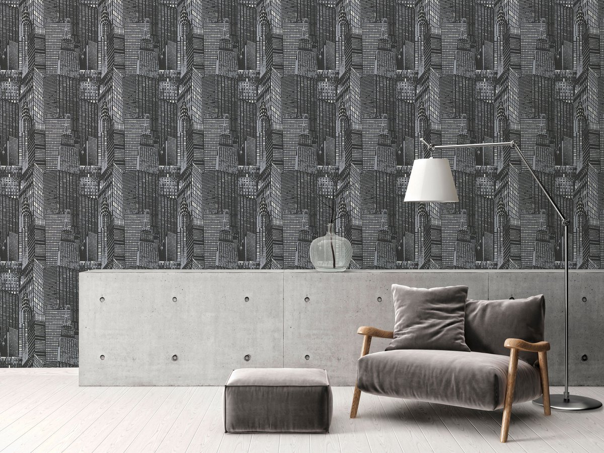 GLOW IN THE DARK WOLKENKRABBERS BEHANG - Zilver Zwart - AS Creation Il Decoro