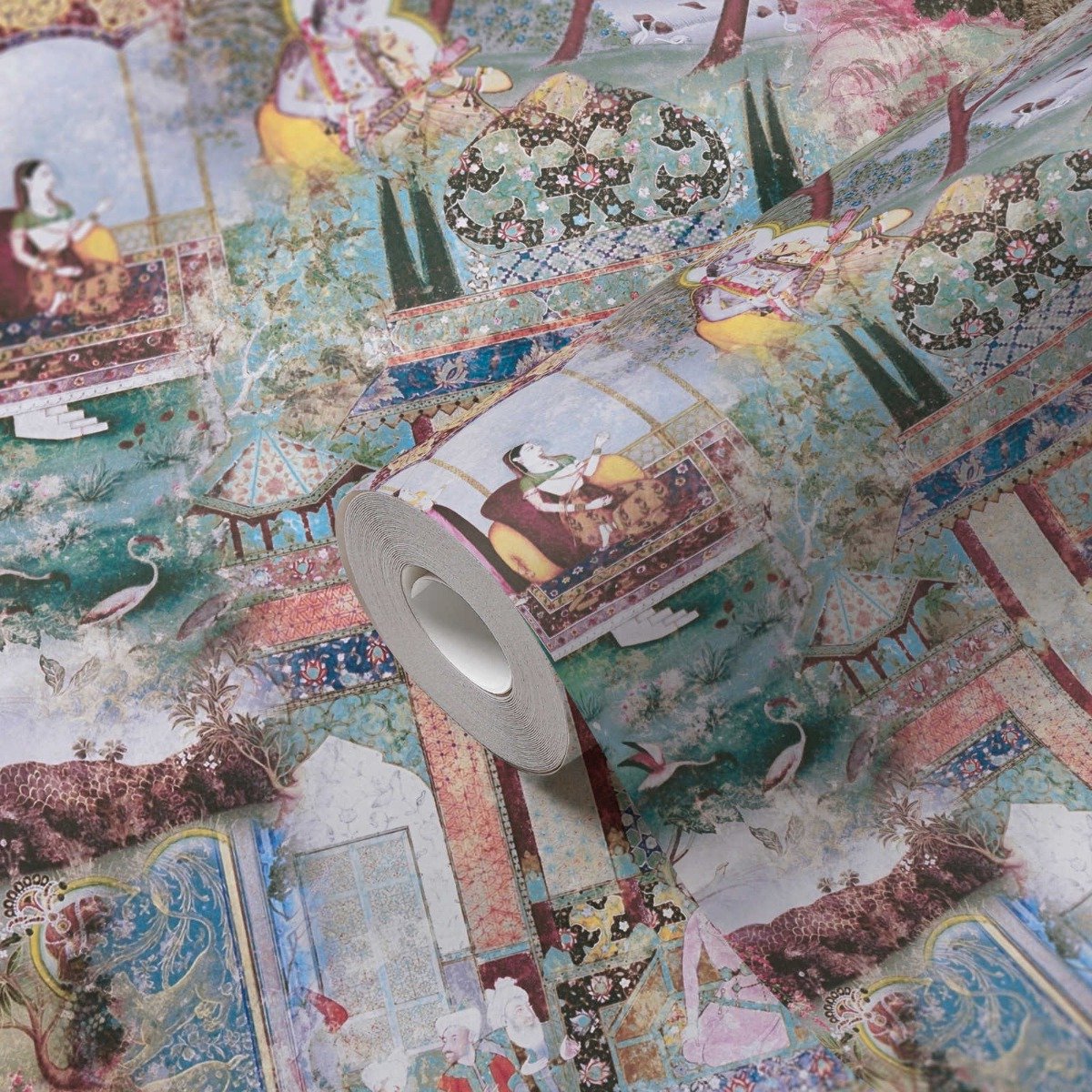 VINTAGE ETHNO BEHANG | Oosters - Groen Meerkleurig - A.S. Création Dream Flowery CM381743