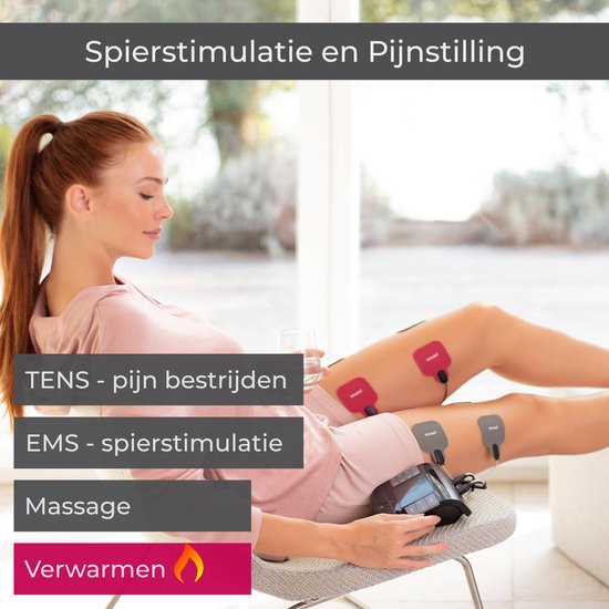Beurer EM 89 Heat – EMS Trainer met TENS, Massage & Warmtefunctie – 4-in-1 Spierstimulator – 64 Programma’s – 8 Elektroden – 4 Kanalen – Oplaadbaar – Pijnverlichting & Spierherstel – Incl. Opbergzak – 5 Jaar Garantie