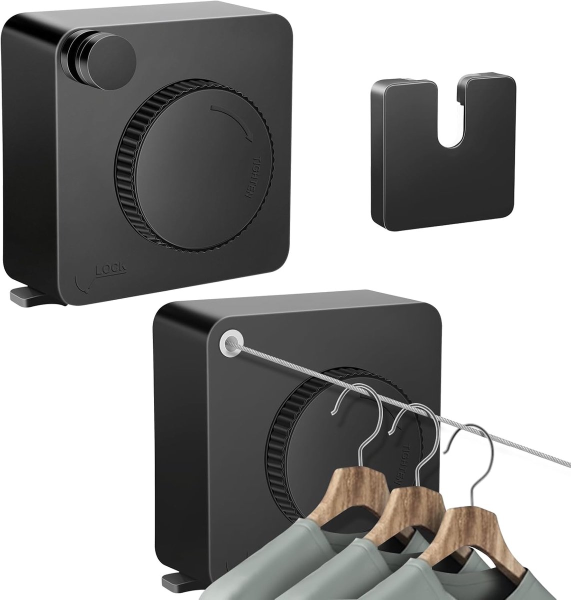 Goedkoopste Uittrekbare waslijn, 4,8 m, roestvrij staal, wandmontage, waslijn, slot voorkomt doorhangen, intrekbaar drogen van kleding, waslijn voor balkon, bijkeuken, woning