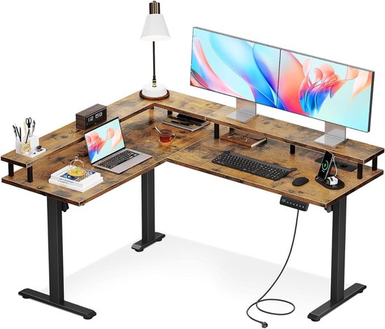 MKSS® Zit Sta Bureau Elektrisch - Verstelbaar Hoekbureau - L Vorm