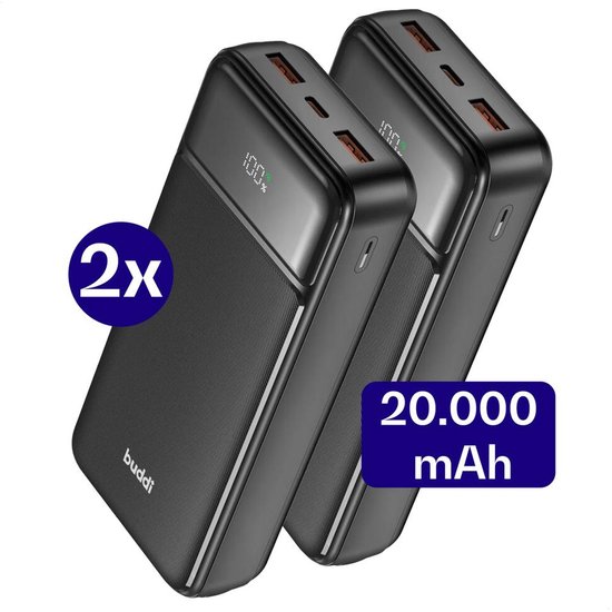Buddi Boost - Duo Pack - 20.000 mAh Powerbank - Reisformaat - Buddi - €49,95