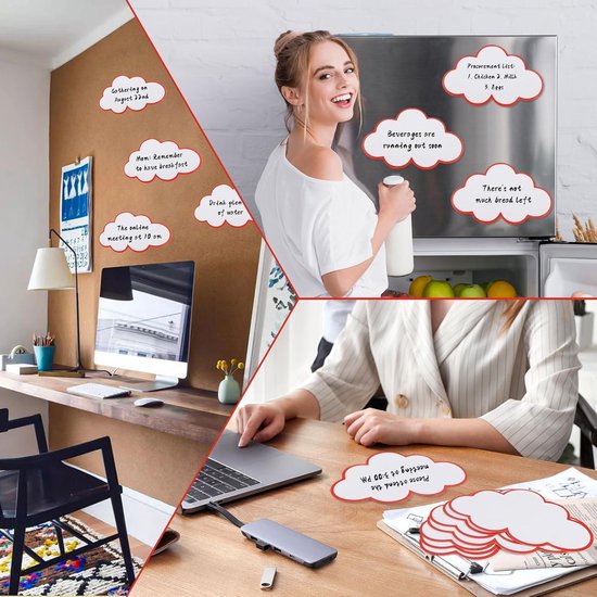 ChilArt 120 stuks Blue Series indexkaarten, wolk, 4 kleuren moderatiekaarten, met 60 zelfklevende klittenband, geschikt voor studie, kantoor, presentaties, vergaderingen en mindmapping (12 x 7 cm