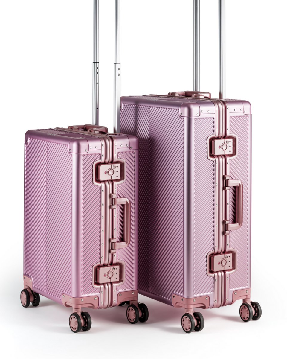 Licenty - Aluminium Kofferset Roze - 100% onbreekbaar - TSA sloten