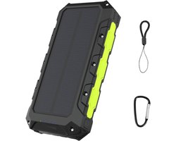 Ferera Solar Powerbank – 30.000 mAh – Powerbank Noodpakket Zonne-energie – Ingebouwde Kabels – 2 Extra Accessoires – Hoge Capaciteit – Solar Charger – Draadloos Opladen – Wireless Charger – Met Zaklamp – Outdoor