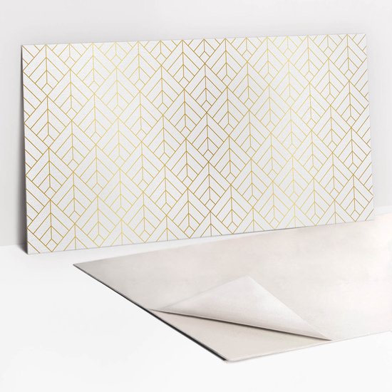 Tulup PVC Wandpaneel - Gouden Geometrie Zelfklevend Muurpaneel - 100 x 50 cm - Gouden Zelfklevend Wandpaneel - 1 stuk - Klassiek Wandpaneel - Wandpaneel Zelfklevend - Plaktegels Keuken en Badkamer
