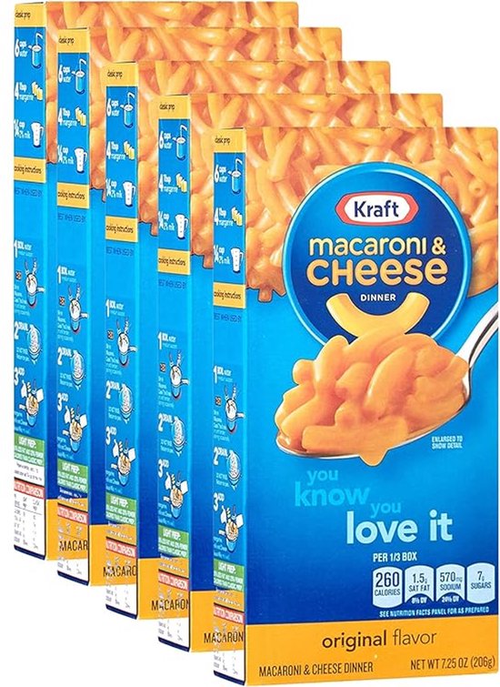 Kraft Mac & Cheese 15x206g verpakking | Romige kaasdip & verrijkte macaroni | Import uit de VS | Eenvoudig te bereiden, perfect voor snelle maaltijden | Totale inhoud 3090 g met Kajal Sticker
