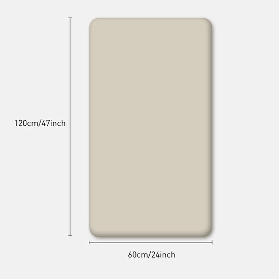 Crème ledikant hoeslaken van 120 cm bij 60 cm.