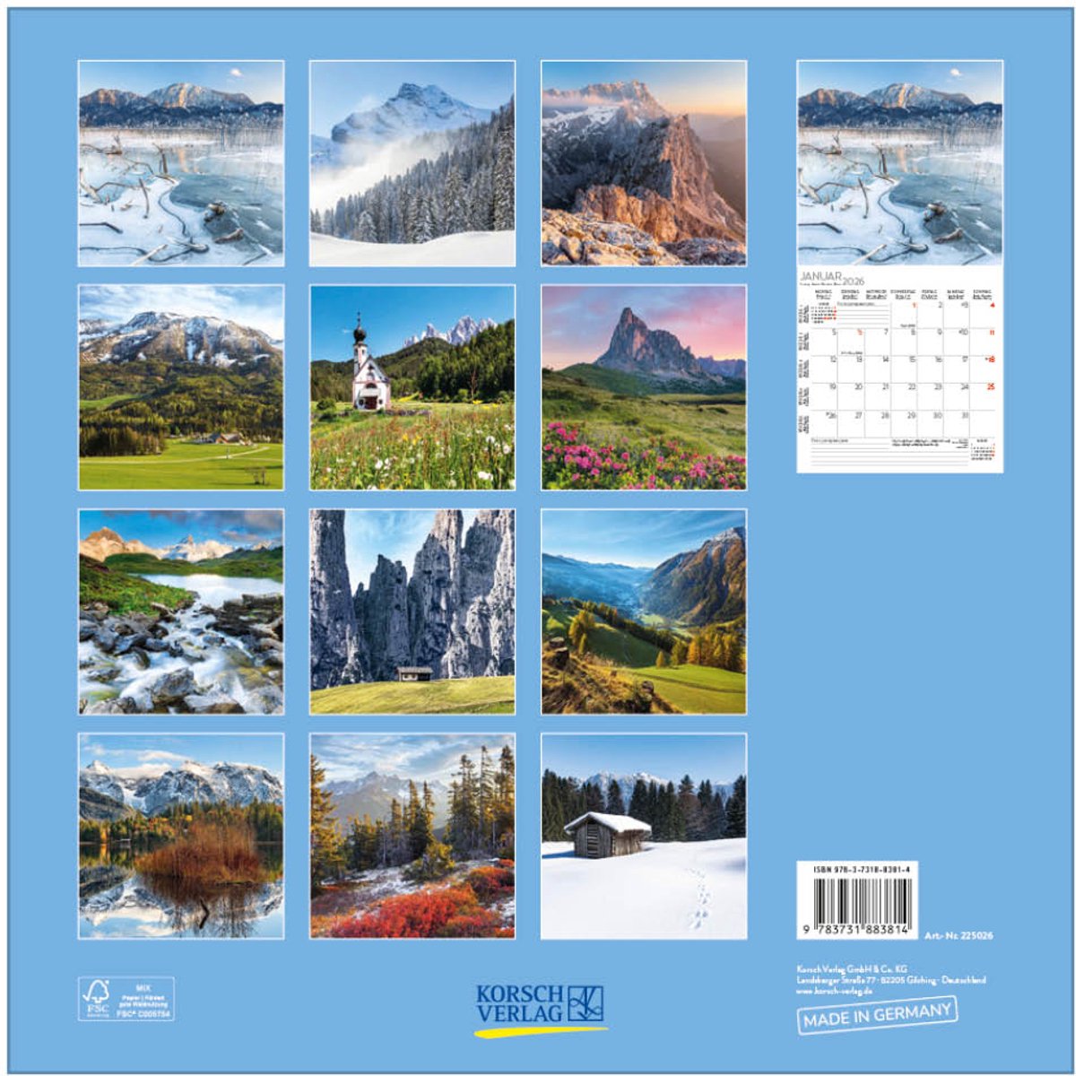 Maandkalender Brepols, 2026, spiraalbinding, 12 bladen, FSC Mix, uitsluitend € 6,80
