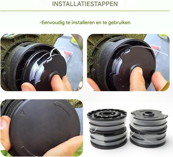 Dussdote Geschikt voor Parkside Spoelsnijder - Set van 6 - Vervangende Spoelmaaier - Geschikt voor LIDL Parkside PRT 550 A1/A3, PRTA 20-Li A1/B2/C3, PRT 300 A1 - 10 m ⌀1,65 mm van Dussdote — afbeelding 2
