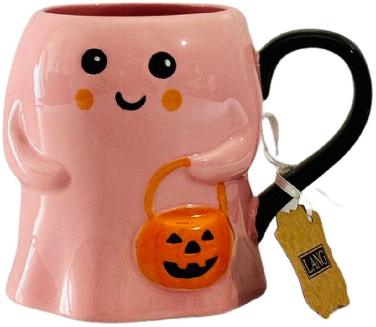 Ghost mug Pink with pumpkin - halloween - spook mok - spookje - halloween mok - halloween decoratie - spookje roze