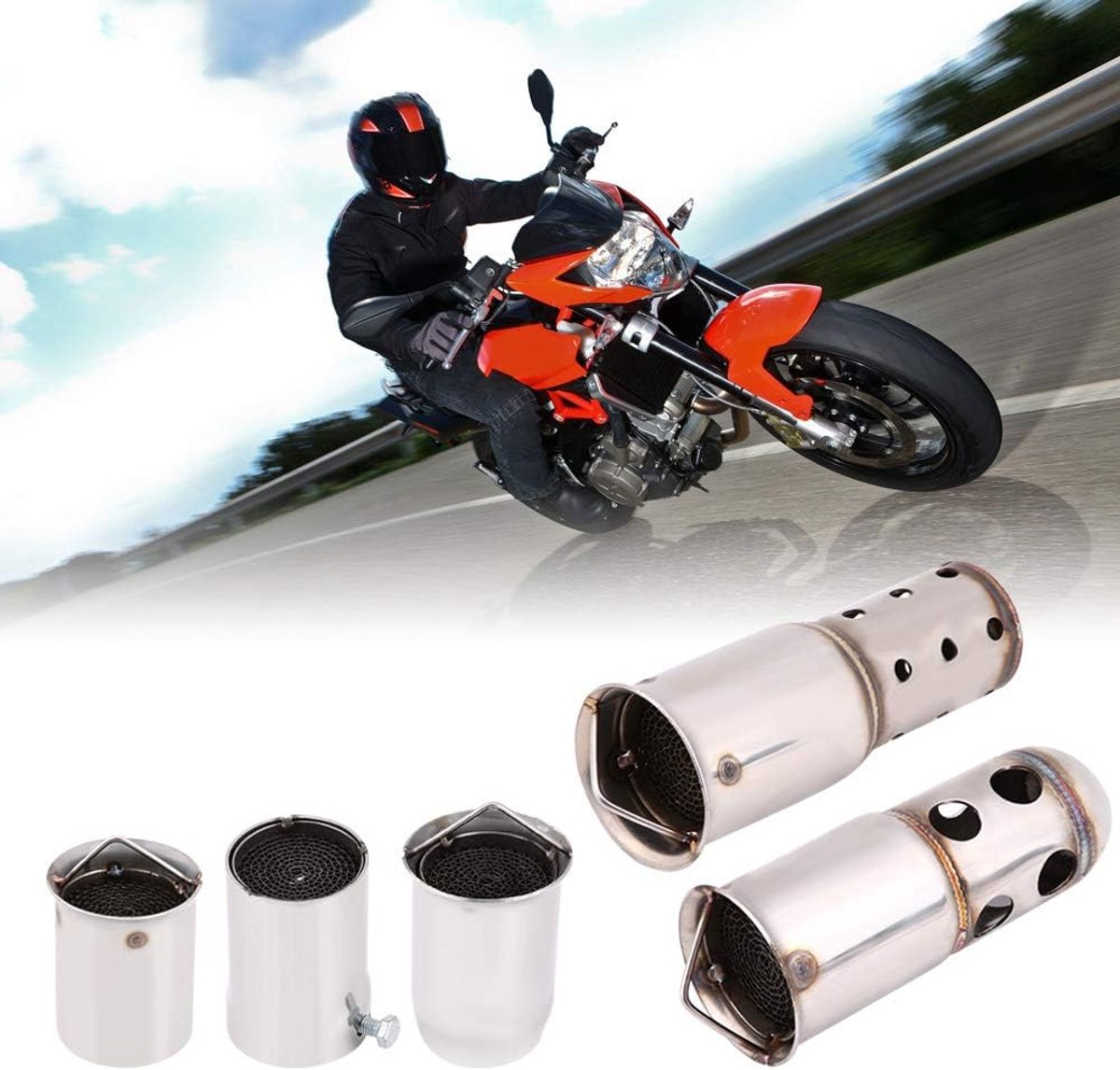Silencieux Échappement Universel Moto 51mm Bleu - Riloer Tuyau Échappement