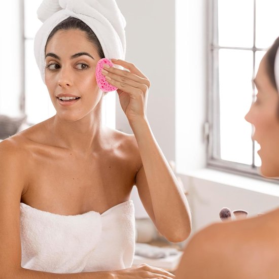 50 stuks gezichtssponzen pads gecomprimeerde gezichtssponzen dagelijkse reiniging, natuurlijke houtpulp katoen gezichtswassponsjes exfoliërende gezichtsspons, cosmetische sponzen voor make-up van Merkloos	 — afbeelding 3