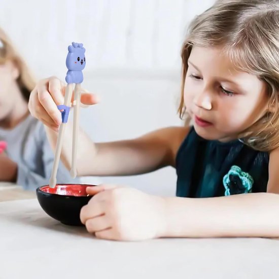 6 Paar Kids Training Eetstokjes - 18x5.5cm Beginner Training Eetstokjes - Chopsticks voor Kinderen met Hulp Ontwerp - Voor Volwassenen Beginners Kinderen Senioren en Ouderen van Merkloos	 — afbeelding 3