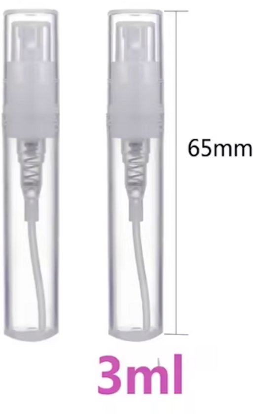 Lot de 2 flacons vaporisateurs 3 ml en plastique transparent pour parfum, recharge cosmétique, atomiseur, liquide