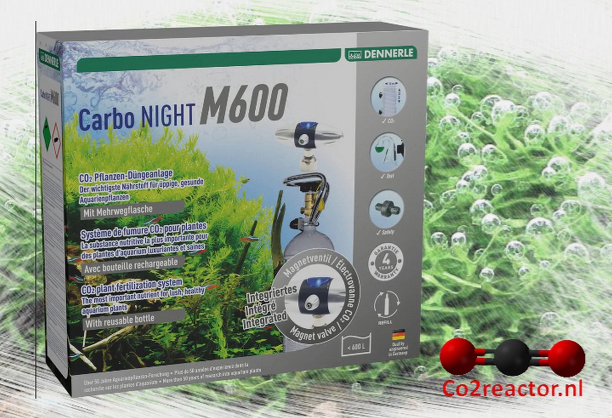 Dennerle Carbo Night M600 | Aquarium CO2 Systeem met nachtschakelaar | Met hervulbare fles | Voor Aquaria tot 600 Liter
