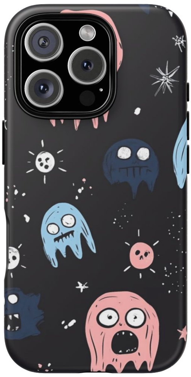 Schattige Horror-Spookjes Patroon – Telefoonhoesje Geschikt voor iPhone 16 Pro