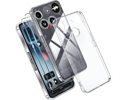 Hoesje + Glas Geschikt voor Nothing Phone 3 - Transparant - Casemania Anti-shock Back Cover met 2x Tempered Glazen Screenprotector - Extra Stevig Val en Stootbescherming Telefoonhoesje
