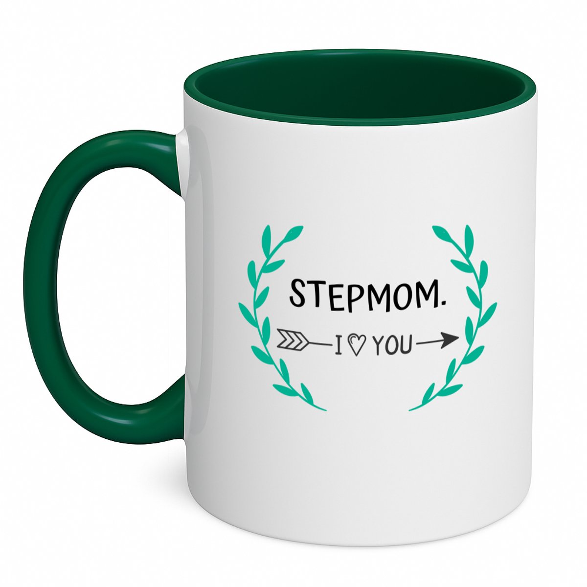 Hacebo® - stepmom I love you koffiebeker donker groen - Mama - de liefste moeder - thee mok - koffie beker - Moeder cadeautjes - moederdag - verjaardag - geschenk - kado - koffiemok - 350 ML inhoud