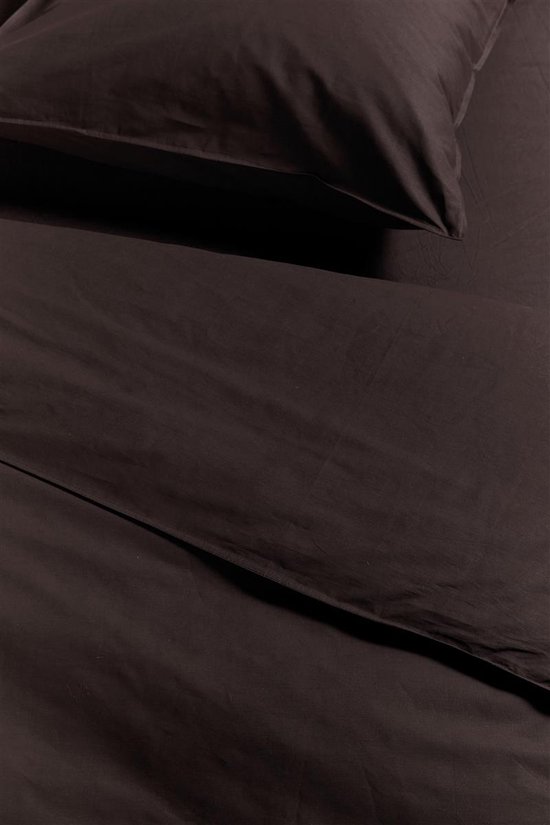 Ambiante Cotton Uni dekbedovertrek - Effen - Lits-Jumeaux XL - 260x200/220 cm - Bruin van Ambiante — afbeelding 5