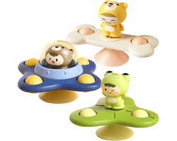 Frummel Fidget Spinners met Zuignap – Bad Speelgoed voor Kind en Peuter – Sensorisch Speelgoed Set van 3 – Ruimtevriendjes – Voor Bad, Tafel of Raam