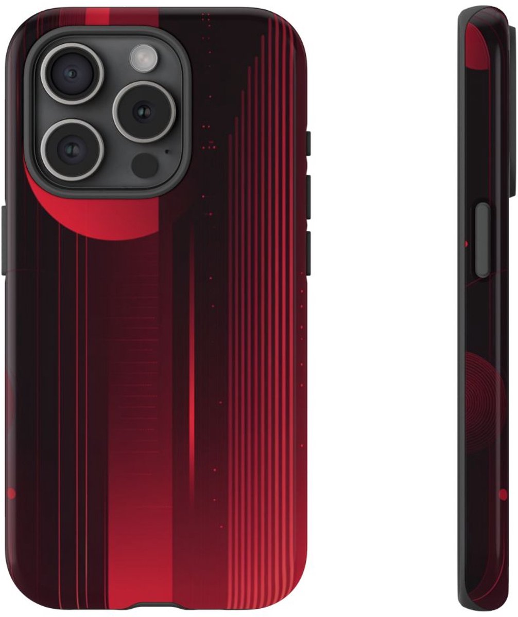 Abstract Rood Geometrisch Ontwerp – Telefoonhoesje Geschikt voor iPhone 15 Pro
