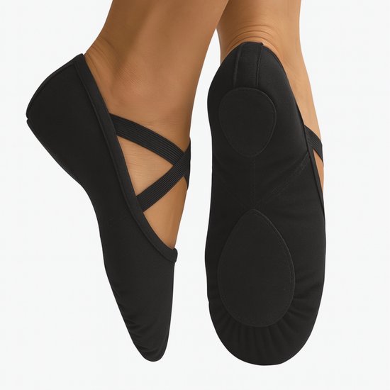 Balletschoenen leren demi-pointes met splitzool beige maat 41-42