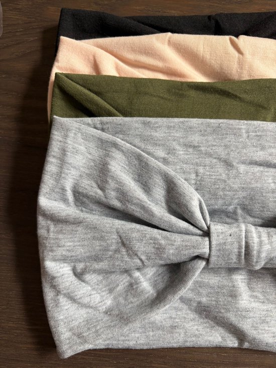 Extra Brede Dames Sport Haarbanden - Grijs - Zwart - Crème - Groen