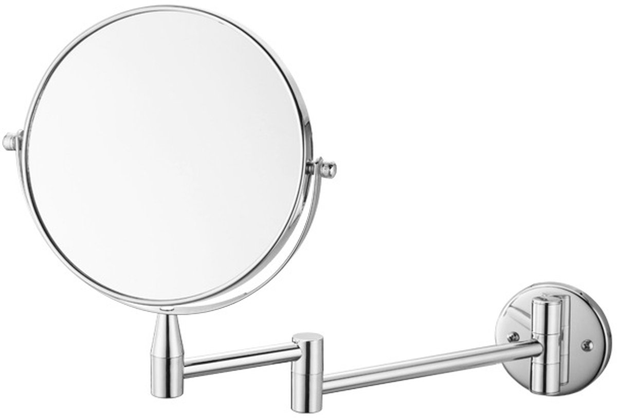 Make up Spiegel - Make-upspiegel voor wandmontage - Rond - Make up Spiegel 5x vergroting - Vergroting 1x/5x - 8inch - Verchroomd