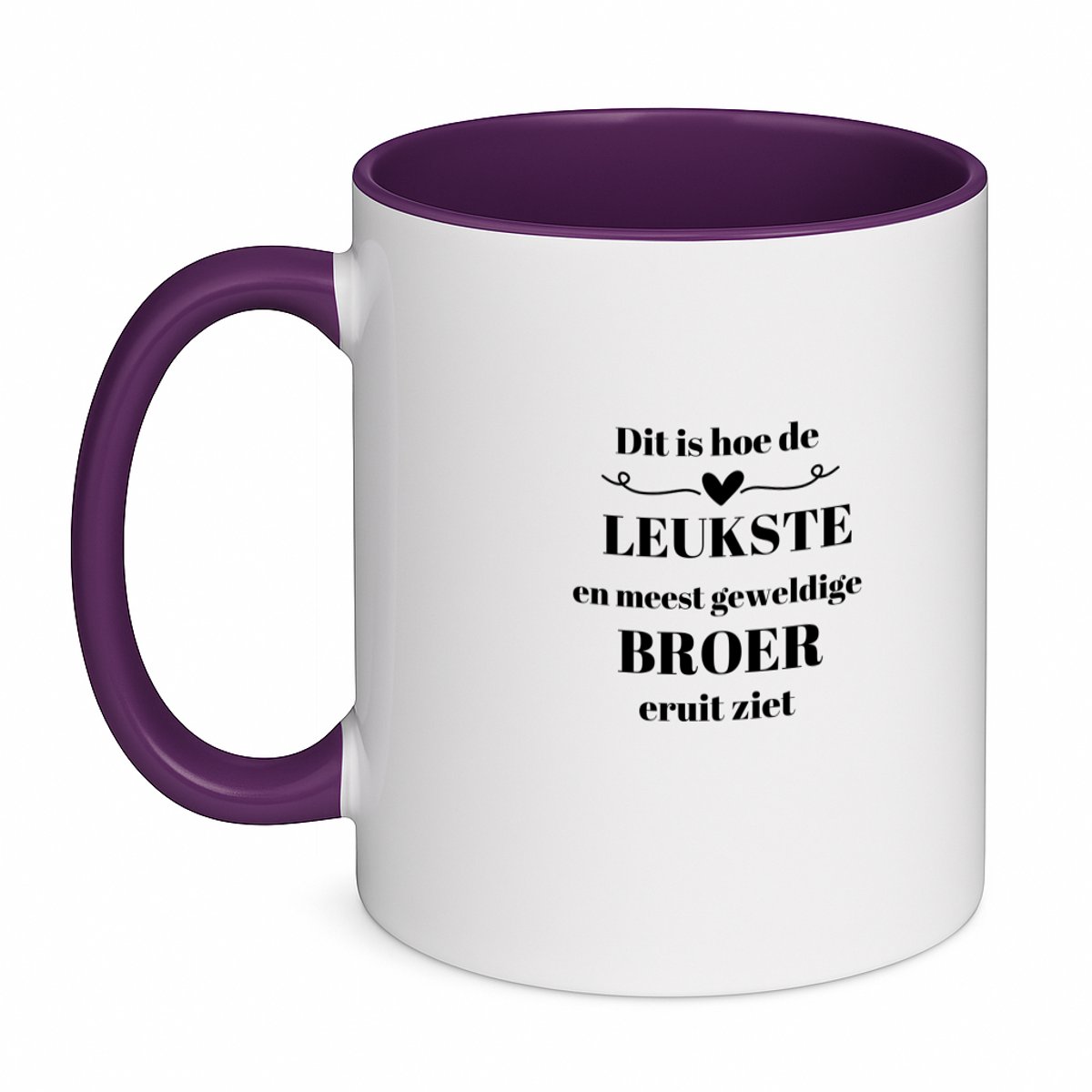 Hacebo® - dit is hoe de leukste en meest geweldige broer eruit ziet koffiebeker paars - meest leukste broer - thee mok - koffie beker - verjaardag - cadeautje voor broer - broer artikelen - kado - geschenk - koffiemok - 350 ML inhoud