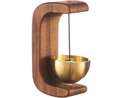 Magnetische winkeliersbel voor het openen van de deur - Vintage houten windgong deurbel met messing bel, dopamine-decoratie en draadloze zelfklevende deurbel voor veranda, muur, tuin, winkel, housewarming cadeau