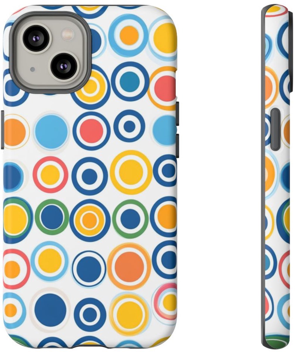 Vrolijk Cirkeldessin in Heldere Kleuren – Telefoonhoesje Geschikt voor iPhone 14
