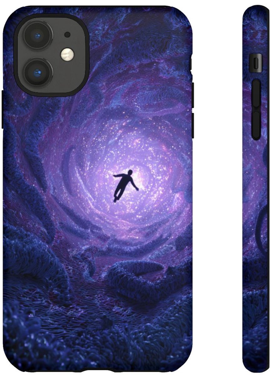 Man Valt Door Kosmische Tunnel met Tentakels – Telefoonhoesje Geschikt voor iPhone 11