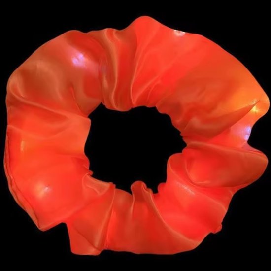 Lichtgevende Scrunchie Haarband – Rood met Gekleurde LED-lichtjes
