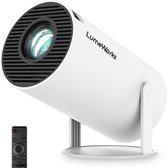 LumeWorks Luna Pro Editie 2025 - Mini Beamer - 4K Support - Smart TV - Projector - Android 11 - Draagbaar - Thuisbioscoop - Wit