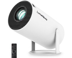 LumeWorks Luna Pro Mini Beamer Editie 2025 - 4K Support - Geschikt voor IOS en Android - Smart Projector - Android 11 - Draagbaar - Thuisbioscoop - Wit