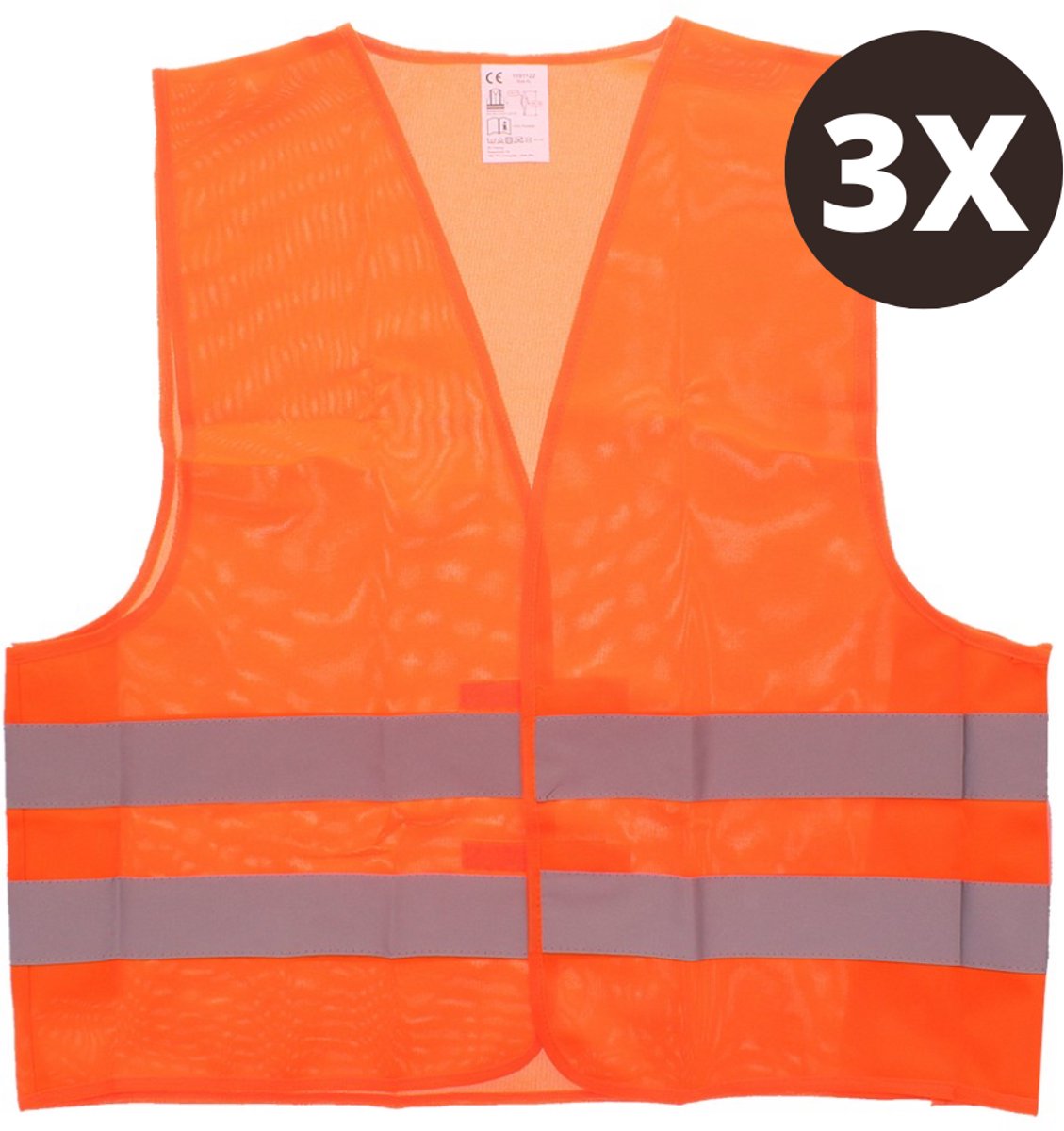 3 STUKS - Fluovest - Veiligheidsvest - Oranje - Fluo Jas Vest - DRIE STUKS - Reflecteren - Veiligheidsvestje - Veiligheidshesje - Veiligheidsjas - FLUO ORANJE