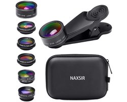Kit d'objectifs magnétiques professionnels 7 en 1 pour téléphone portable NAXSIR | Fisheye 198° + Macro 15X + Grand angle 0,63X + Filtre étoile | Avec lentille CPL et sac antichoc